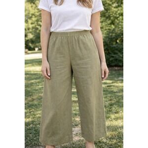 Old Navy Olive Green Wide-Leg Linen Blend Pants